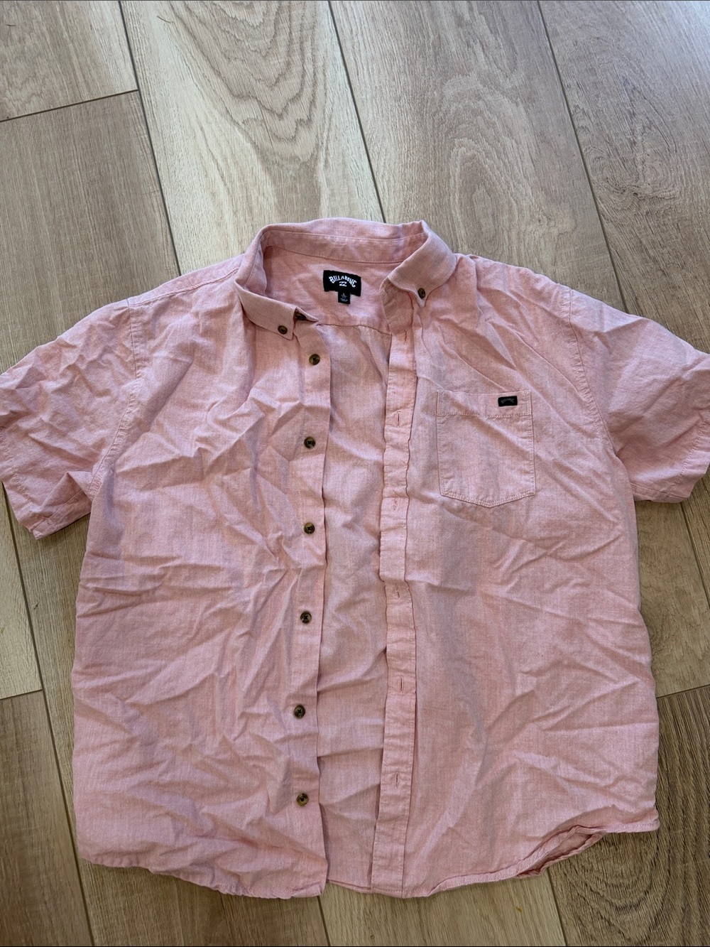 Billabong Men’s Light Pink Short-Sleeve Button-Down Shirt
